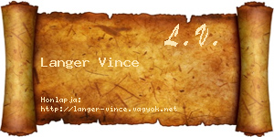 Langer Vince névjegykártya
